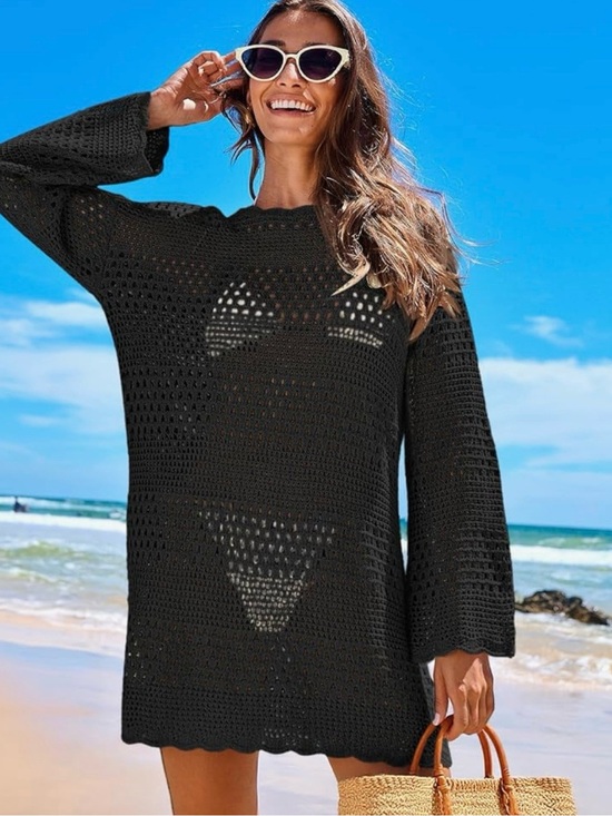 Other - Black Crochet Beach Cover-Up Dress - Women Swim, size Medium